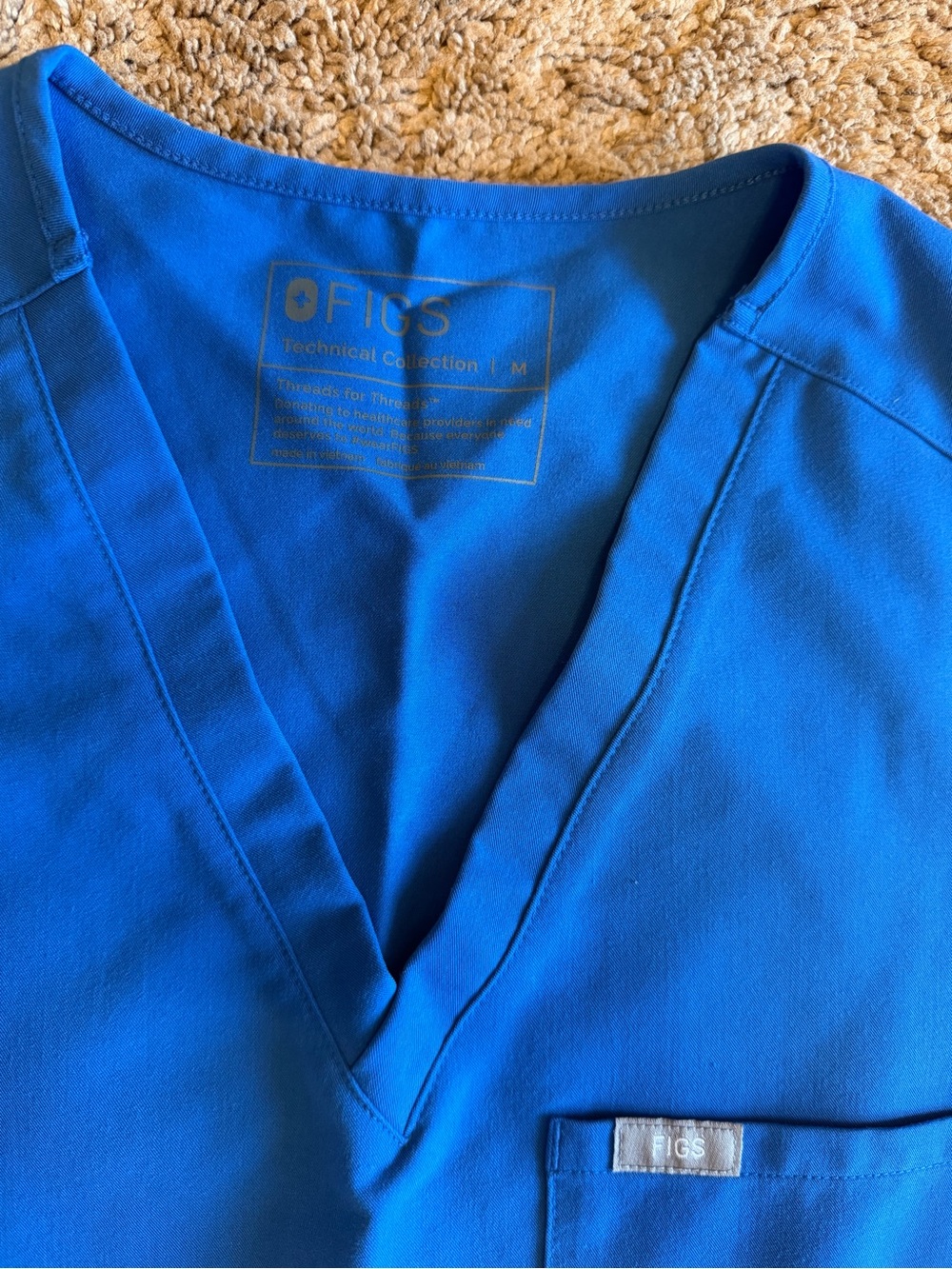 Figs Royal Blue Two-Piece Scrub Set - V-Neck Top & Drawstring Pants - Picture 2 of 3